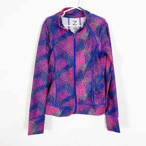 Zella Girl Athletic Multicolored Long Sleeve Full Zip Sweatshirt Size 8-10